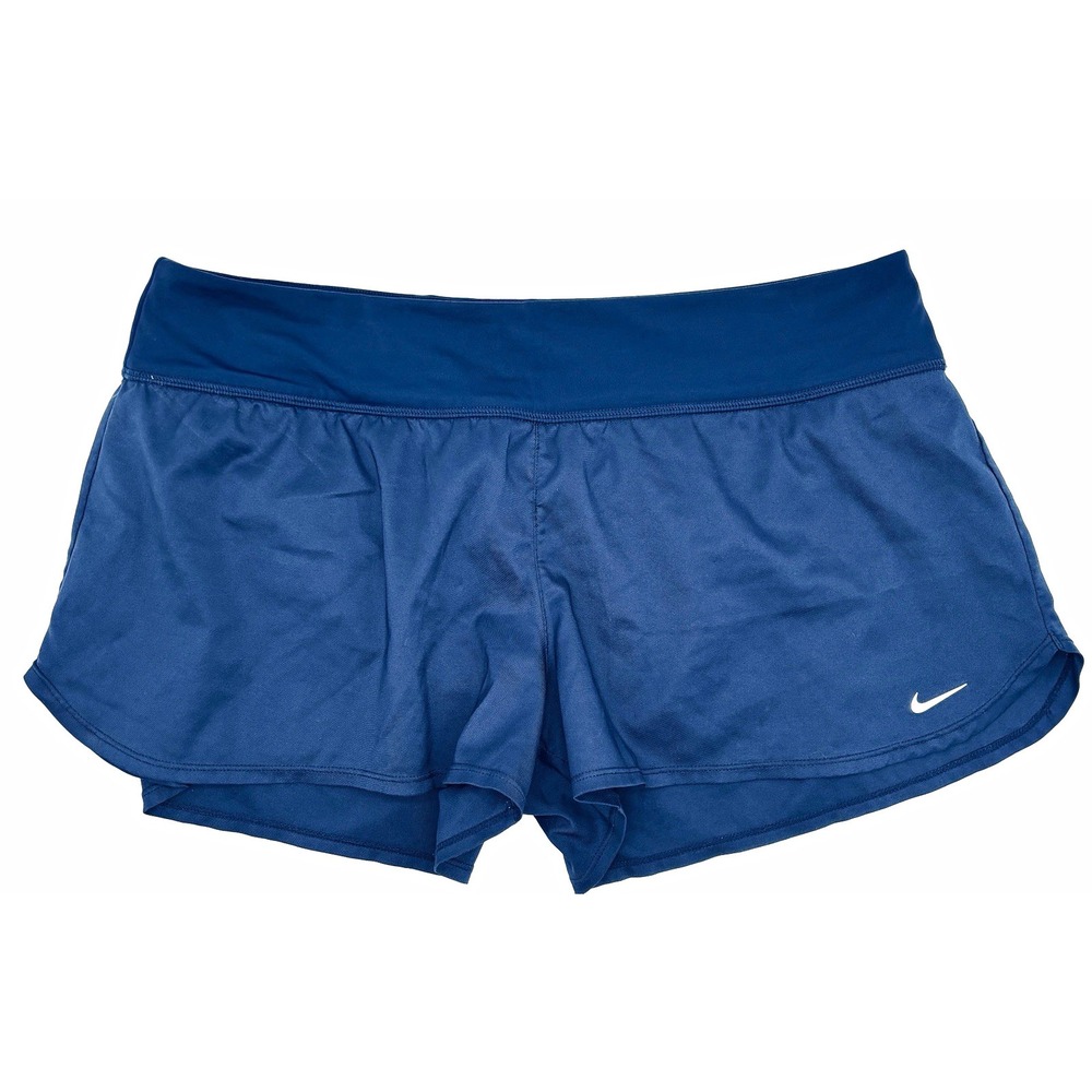 Nike Dri-FIT Women's Blue Running Shorts Lined Drawstring Breathable Large 3"